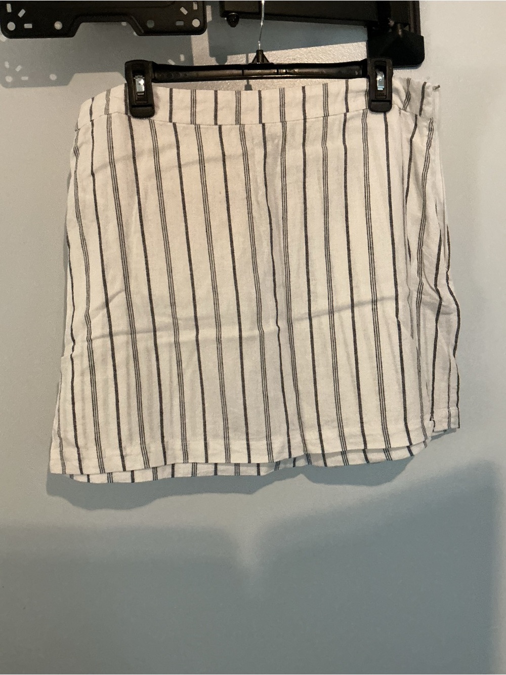 Old Navy White Mini Skirt with Black Vertical Stripes